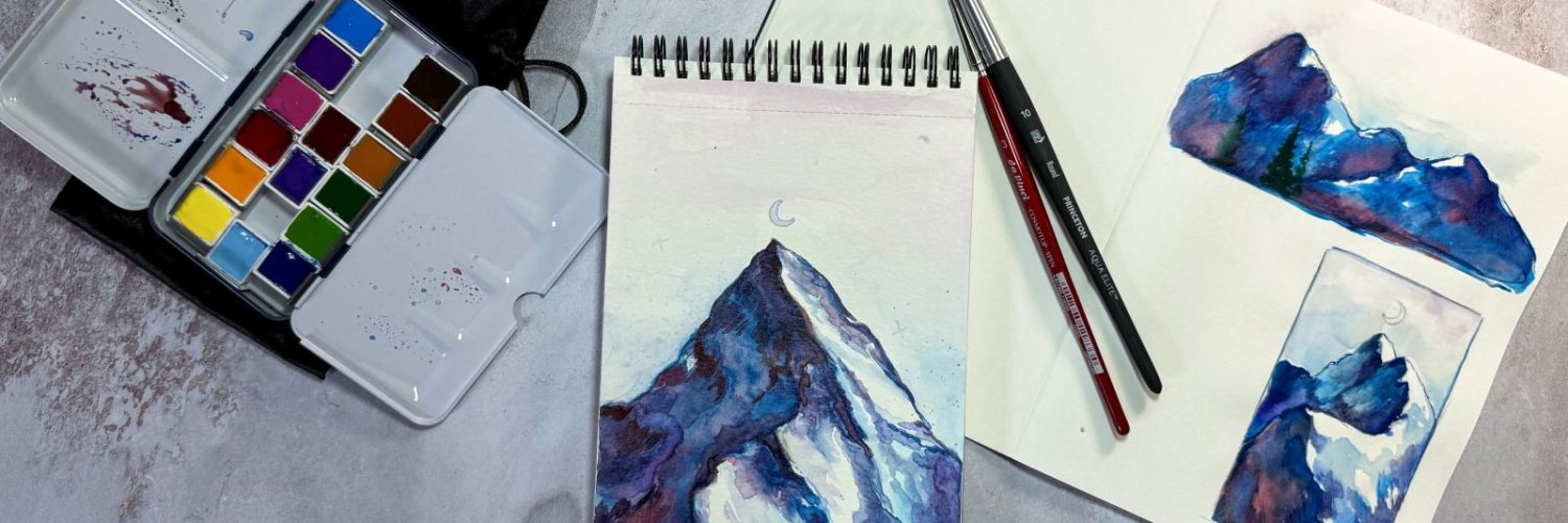Paysage de montagne à l'aquarelle