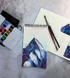 Paysage de montagne à l'aquarelle