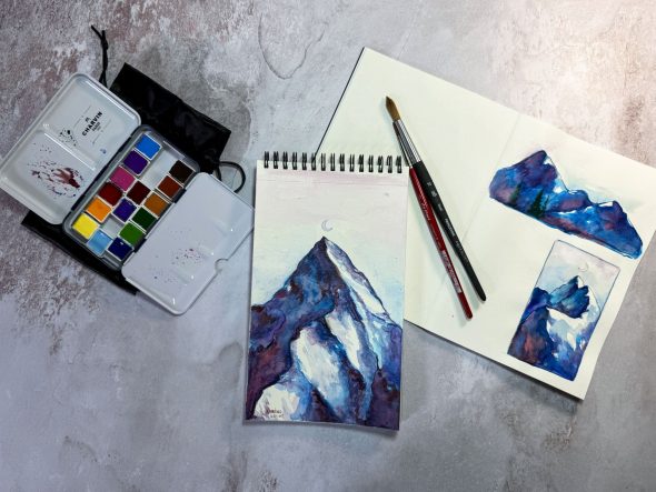 Paysage de montagne à l'aquarelle